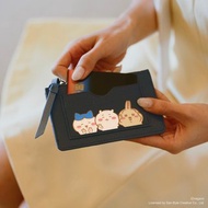 【新品登場】CHIIKAWA皮革鑰匙零錢包 - 軍藍色