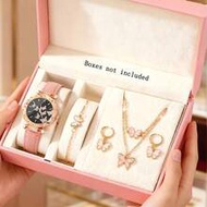 5/4pcs Girls' Fashionable And Elegant Butterfly Pattern Dial Quartz Watch, Suitable For Girls To Wea