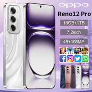 【COD】สมาร์ทโฟน OPPQ Reno12 Pro RAM 16GB+ROM 1TB 7.2 โทรศัพท์มือถือนักเรียนอังกฤษ กล้อง 108MP HD Andr