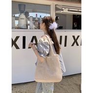 Cilks Bag Summer Knitted Bag Simple Woven Bag Mesh Hollow out Women's Shoulder Bag Tote Handbag Z018