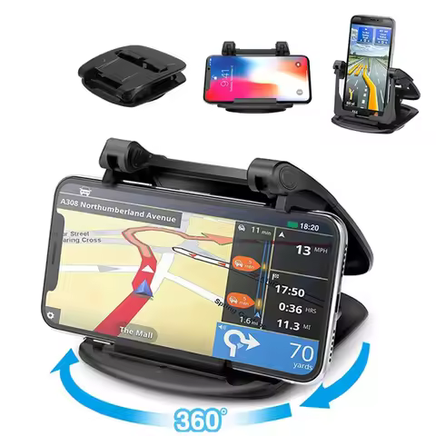 Car Dashboard Holder Phone Mount 360° Rotatable Phone Bracket Hub Horizontal & Vertical Mobile Phone