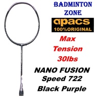 Apacs Nano Fusion Speed 722 (1pcs) (6UG2) (Black Purple ) Badminton Racket