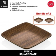 EVELIN SQUARE PLATE - L23.5xW23.5xH1.5cm (Bundle of 2)