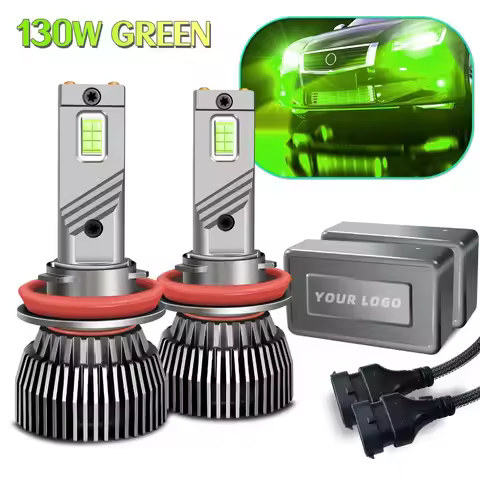 M6 65W Dual Copper Tube H11 Super Bright Lime Light 9006 LED Car Headlight 881H3 Green Fog Light PSX