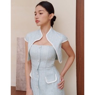 Stella Tweed Cheongsam Bolero Jacket in Blue
