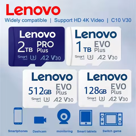 Lenovo 2TB High Speed Memory Card 128GB Class 10 V60 1TB Mini SD Card 512GB Micro TF SD Card 256GB T
