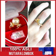 cincin mutiara laut emas 22 karat lombok original mewah premium wanita - hitam 9