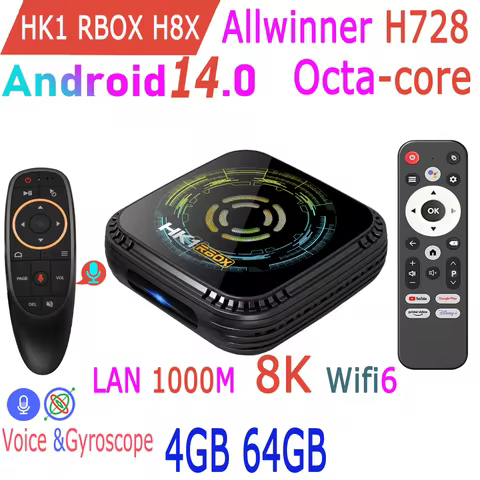 H728 Allwinner Octa Core Android 14.0 8K Video 1000M LAN Wifi6 BT5.0 Voice Assistant Game TV Stick S