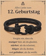 Happy 12th/13th/16th/18th Birthday Boys Braided Rope Bracelets with Saying Card