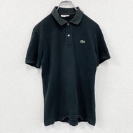 LACOSTE短袖 polo 衫，帶刺繡標誌，黑色，3 碼，古著。