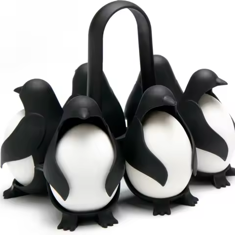 Penguin Egg Steamer & Refrigerator Storage Rack 2-in-1 Electric Egg Cooker with Stackable Egg Tray K