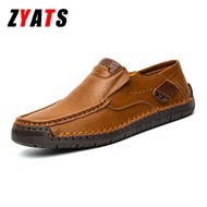 Zyats Four Seasons Loafers Low-Top Slip-On Large Size Fashionable Casual Leather Shoes 38-48
