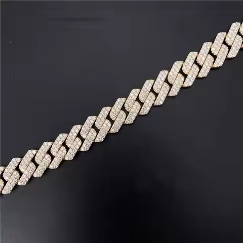 Luxury 10k Real Solid Gold Yellow Gold Iced Out Lab Diamonds Hip Hop Moissanite Mens Cuban Chain.