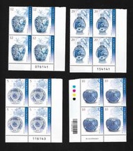 【無限】(1127)(特610)古物郵票青花瓷4全(四方連)(原膠上品)(專610)