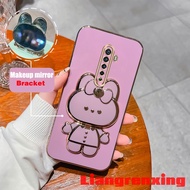 Casing OPPO Reno 2F reno2 F reno 2 F reno 2 phone case Softcase Electroplated silicone shockproof Protector  Cover new design Rabbit makeup mirror with holder for girls DDTZJ01