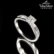 Unisilver 925 Sterling Silver Split-Shank Solitaire Engagement Ring (RS591-1001)