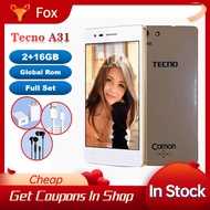 【Ready Stock】﹍▫【FOX】Tecno A31 4G LTE 4.5 Inch 2GB+16GB Used smart mobile Android cellphone Free Acce
