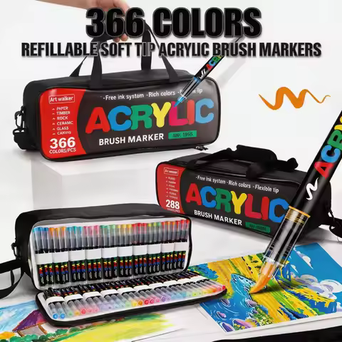 288/366colors Acrylic Painting Marker Waterproof Acrylic Brush Marker Professional Acrylic Marker Se