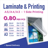 Laminate Service A5/A4/A3 (1 Side Printing & Laminate)