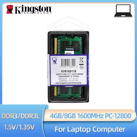 Kingston Laptop Ram DDR3 DDR3L 8GB 4GB 1600Mhz SODIMM PC3-12800 Notebook Ram Dual Channel