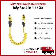 XO 4IN1 spring fast charging cable (1.5m) USB-Type C, Type C-Type C, Type C-L, USB-L cable maximum c