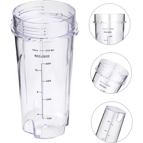 16Oz Replacement Cups for Ninja QB3001SS Fit Compact Personal Blender, with Lids- 2 Pack SQ
