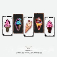 🍦 Bright Ice Cream Metal Tin Sign Colorful Dessert Wall Decor 🍹 Cafe Milk Tea Shop & Kopitiam Hiasan