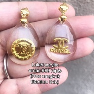 Locket Rantai Emas LV Chanel 999 Women Necklace Locket Gold 999