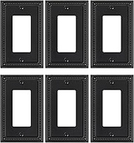 6-Pack Decorator Outlet Cover Plate, Pearls Decorative Switch Plates and Outlet Covers, Black Metal 