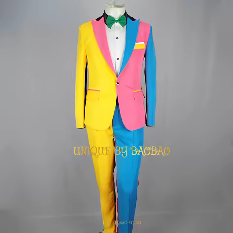Men's Colorful 2-piece Suits (Jacket+Pants) Peaked Lapel Performance Stage Outfits Singer Concert We