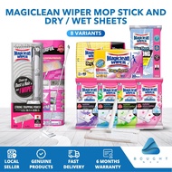 Magiclean Wiper Mop Stick and Dry / Wet Sheets - Easy Cleaning