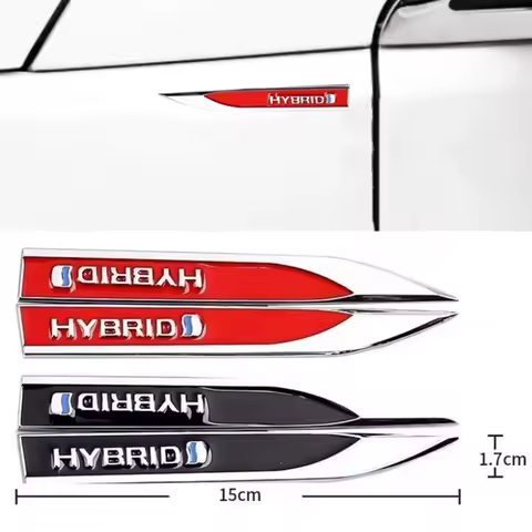2Pcs Metal HYBRID Car Body Side Fender Emblem Badge Sticker Decals For Toyota Hybrid Synergy Drive P