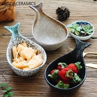 ชามผลไม้ญี่ปุ่นชามก๋วยเตี๋ยวสลัดเซรามิกจานขนมหวานจานขนมขบเคี้ยวอุปกรณ์ครัวโต๊ะอาหารย้อนยุค Jishen จานอาหารค่ำ