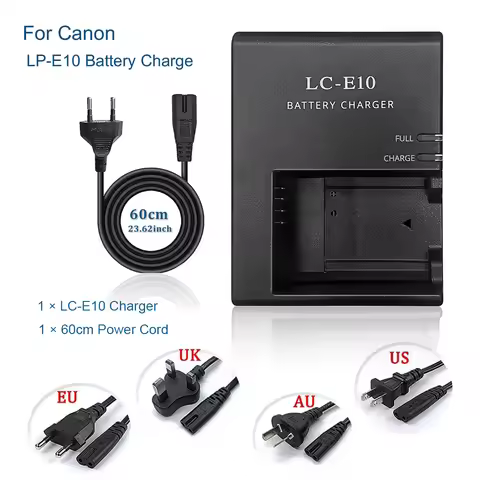 LP-E10 Camera Battery Charger Replace LC-E10C for Canon 1100D 1200D 1300D 1500D Rebel T3 T5 T6 T7 T1