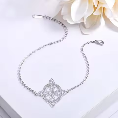 925 Thai Silver Witch Knot Zirconia Bracelet for Women Witchcraft Good Luck Amulet CZ Chain Bracelet