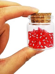 Bescon Mini Transparent Red D4 Dice 30pcs Healing Potion Bottle, 30pcs Roleplaying Mini Red Gem D4 D