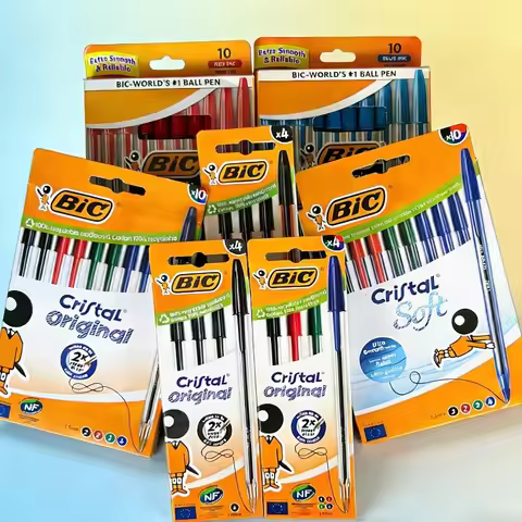 French-BIC Cristal Crystal Ballpoint Pen 1.0/0.8mm Black Red Blue-green 4-piece 10 Pack Cute Station
