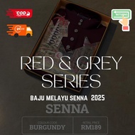 ELRAH EXCLUSIVE SENNA BAJU MELAYU | RED&GREY SERIES  MAROON & BURGANDY , DARK GREY , LIGHT GREY | SA