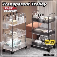 SG STOCK Transparent makeup storage rack /snack/Kitchen Multi-Purpose Trolley / Kitchen Storage / Kitchen Rack With Wheels