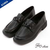 FM SHOES Paint Buckle Loafers Black