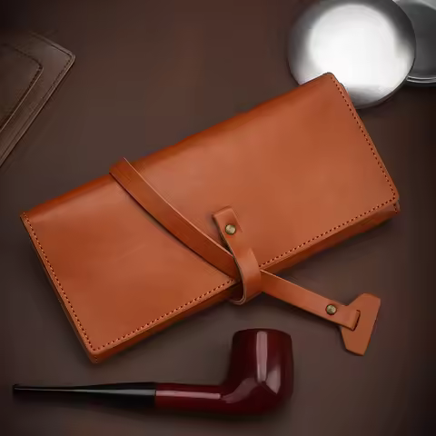 Leather Tobacco Smoking Pipe Case Bag Pouch Tobacco Pipe Stash Bag Case Tobacco Pipe Bag Holder Toba