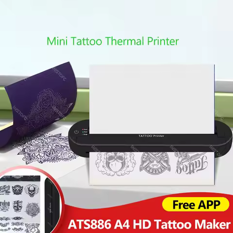 Portable Tattoo Printer ATS886 Bluetooth/USB Connection Professional Tattoo Stencil Maker Transfer A