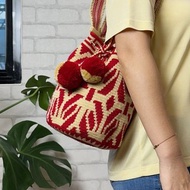 哥倫比亞製 2短揹帶 Wayuu 編織手工包 紅金韻