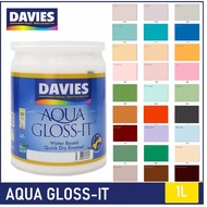 DAVIES AQUA GLOSS IT | 1 LITER | ODORLESS QUICK DRY ENAMEL | PAINT FOR WOOD / CEMENT | WATER BASE