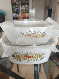 Pyrex 蔬菜圖案 玻璃煲連蓋