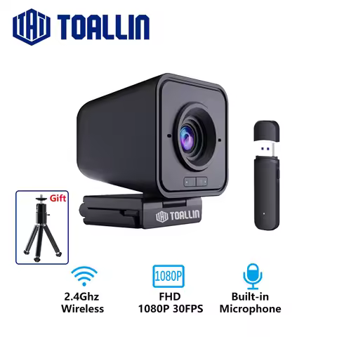 TOALLIN Wireless Webcam 1080P PC Camera, with Microphone, 2.4Ghz Wireless Web Camera for TikTok/YoTu