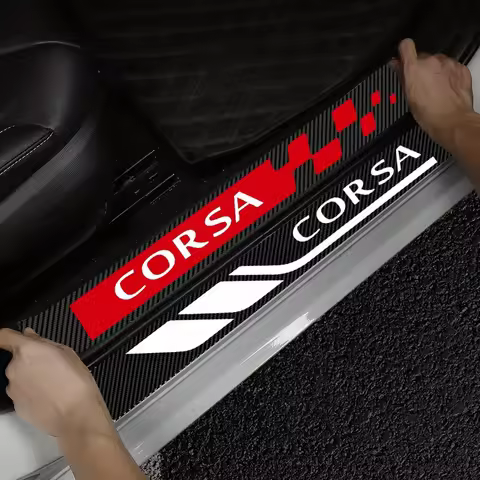 4pcs Car Door Sill Protector Carbon Fiber Sticker Anti Scratch For Opel Corsa d f c b e 2018 2024 20