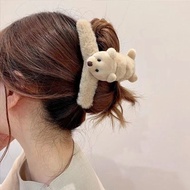 🌻现货🌻🌼鲨鱼夹 小熊毛毛发夹 后脑勺盘发-11cm🌼
