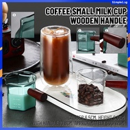 Espresso Measuring Glass Wooden Handle Small Milk Cup Espresso Glass Scale Measuring Cup single/Double Mouth Mini Jug