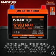 12V 60AH 55D23L - Q85 (MIN 960CCA) NANEXX HIGH PERFORMANCE BATTERY